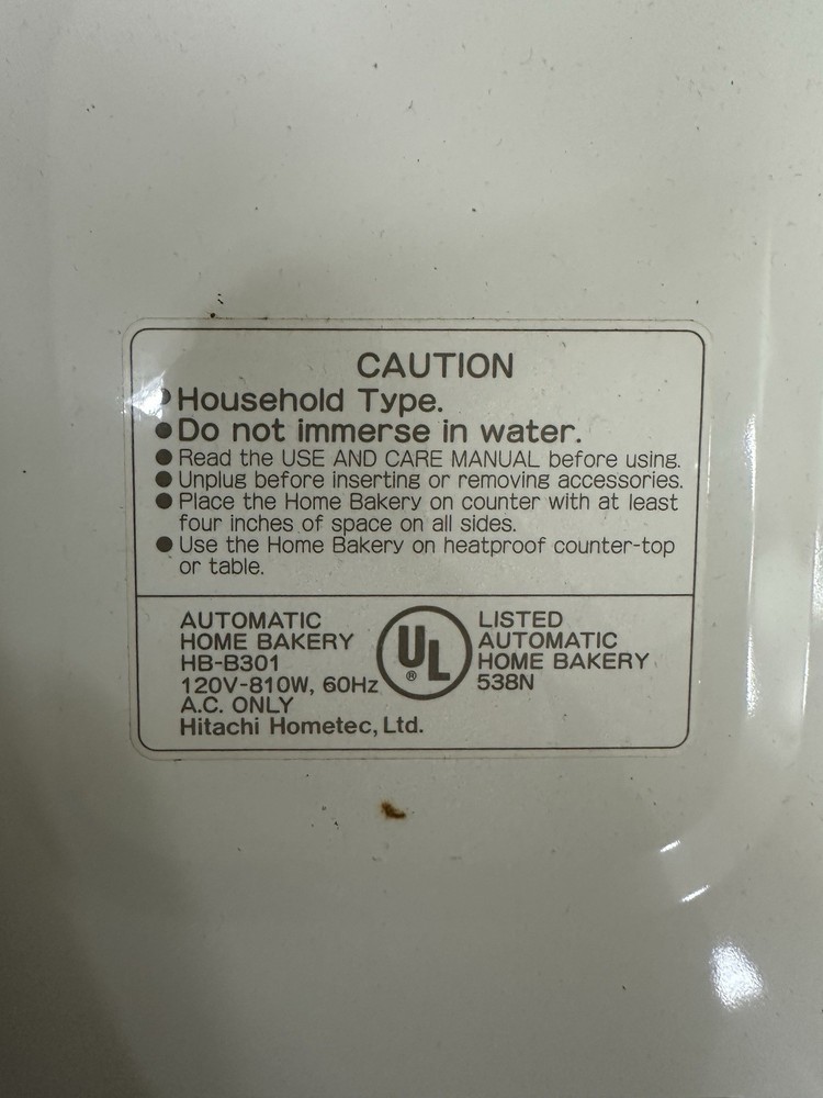 Pan Extension for a Hitachi HB-B301 Bread Master Bread Machine Extender Only*