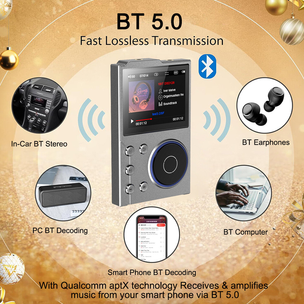 New HiFi Lossless MP3 Player with Bluetooth 5.0 DSD High Resolution