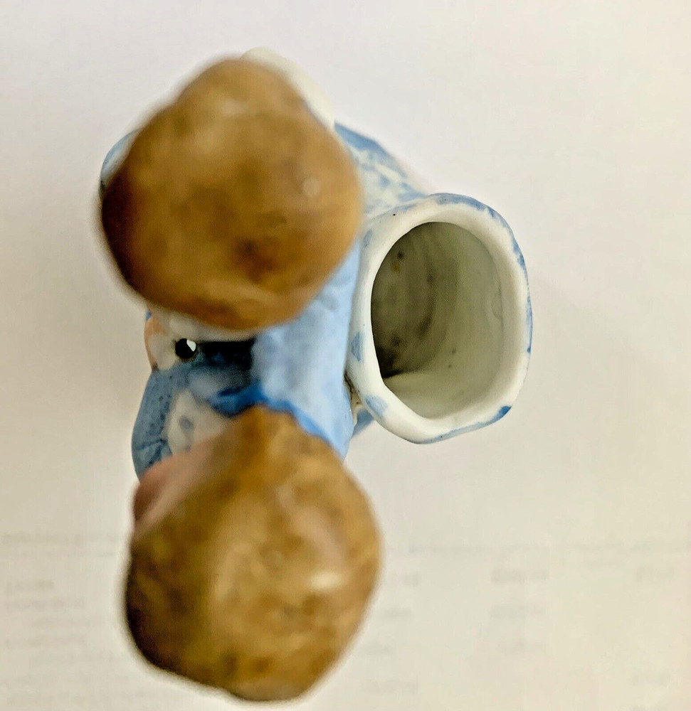 Bisque Toothpick Holder Colonial Couple Tree Stump Unbranded Personal Note