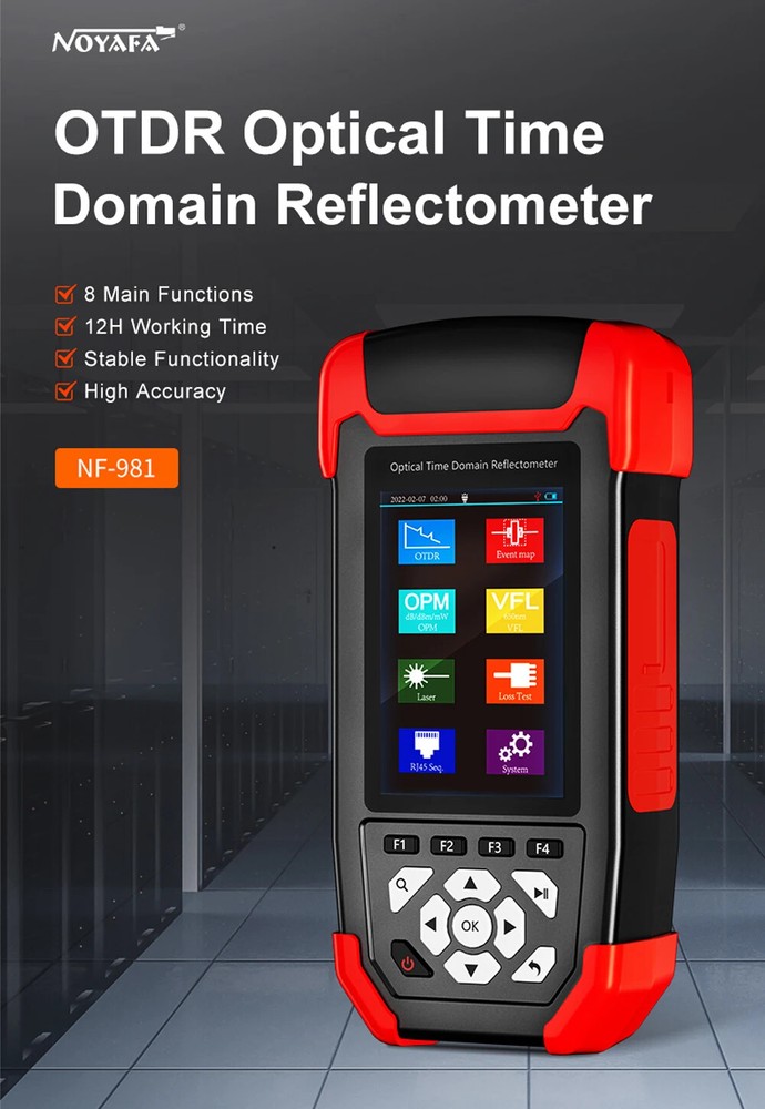 Fiber Optic Reflectometer Handheld OTDR Tester Time Domain Reflectometer 24/22dB