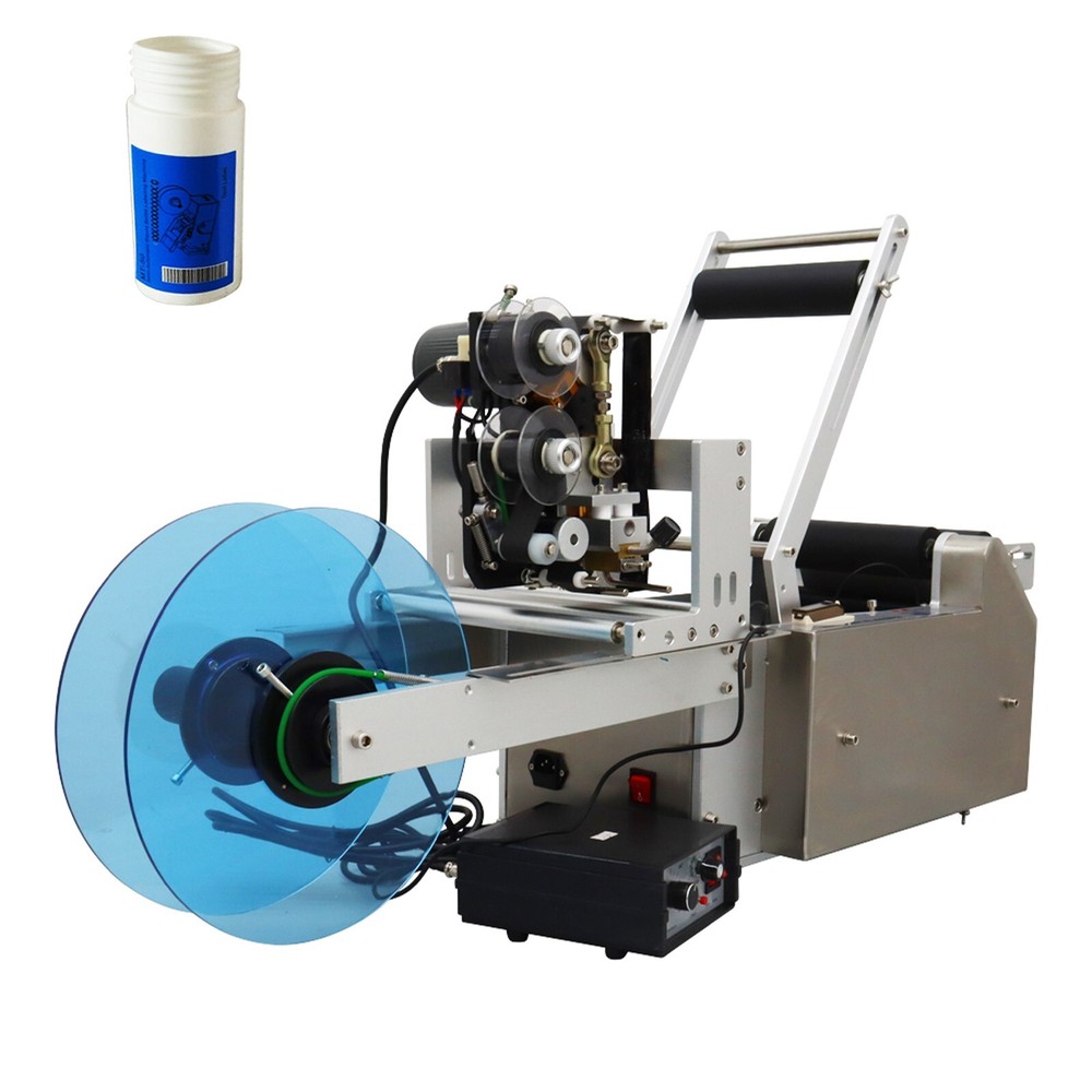Semi-automatic Round Bottle Coding and Labeling Machine Stand-alone Label 110V