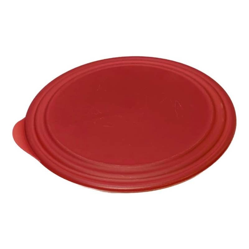 Tupperware Sheerly Elegant Red Round Platter Ruby Seal Clear 10" Serving Plate