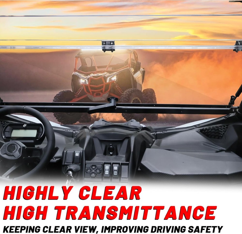 Front X3 Flip Windshield Scratch Proof Full Windshield Compatible With Can-Am