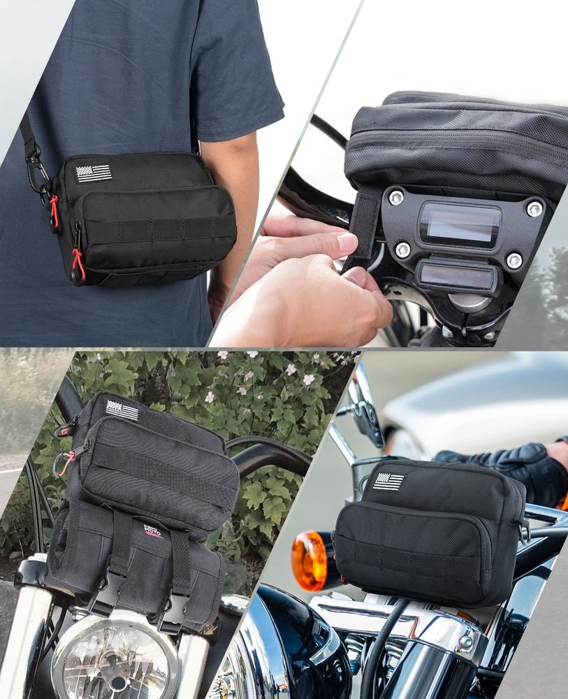 KEMIMOTO Motorcycle Handlebar Tool Bag Universal Saddlebag Storage Accessory