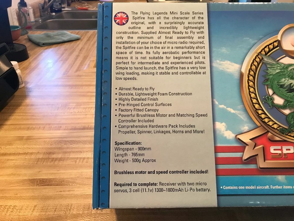 Flying Legends Spitfire RC Warbird Airplane ARF Kit Plus