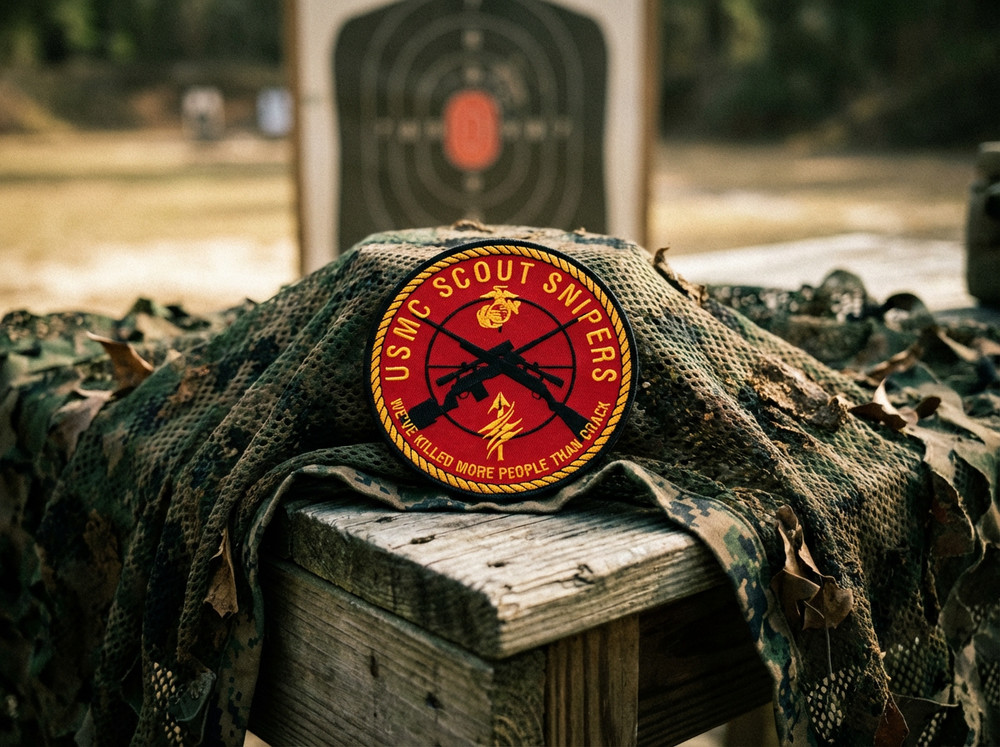 USMC Scout Sniper Embroidered Five Inch Patch (2024) - 5" patch with a wax back