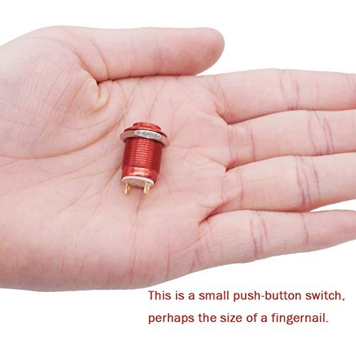 /12mm 1/2" Waterproof Metal Shell Momentary Raised Top Push Button Switch Red