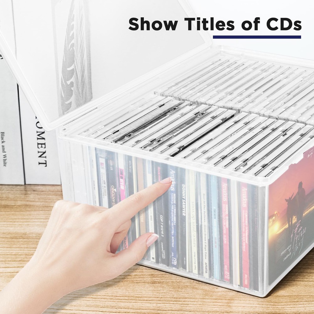 Plastic CD Storage Box 40+ CDs Clear DVD Storage Case