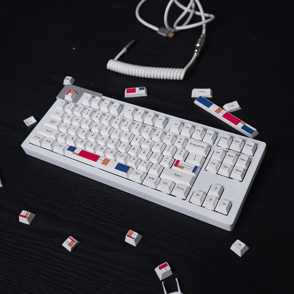 Mondrie Abstract White Theme keycaps 142Pcs/set PBT Cherry Profile