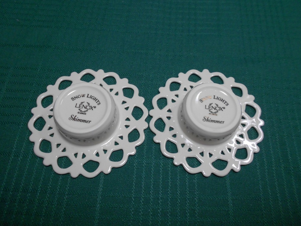 Lenox 2 Tealight Holders Snow Lights Shimmer