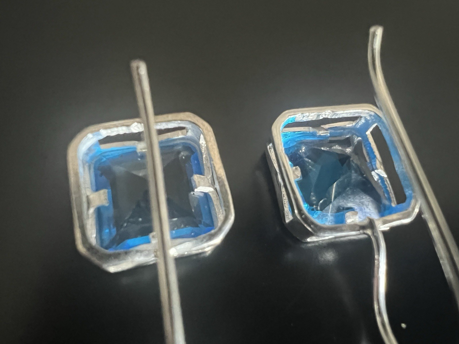 Blue Topaz Dangle Earrings Sterling Silver