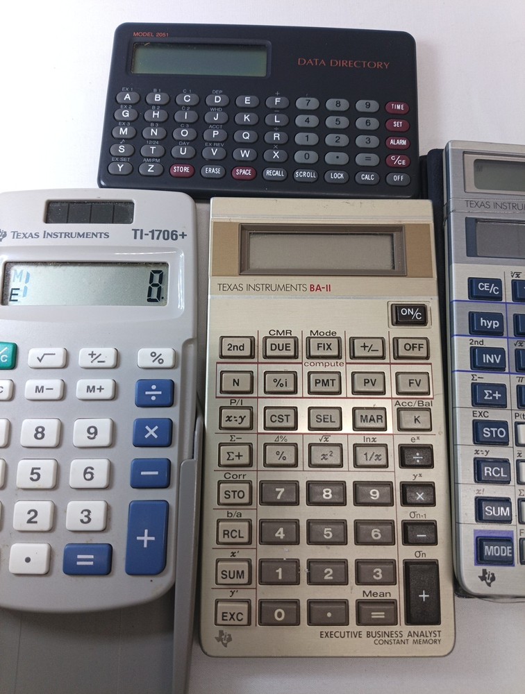 Texas Instruments Calculators plus 2 other brands-5 Calculator Lot
