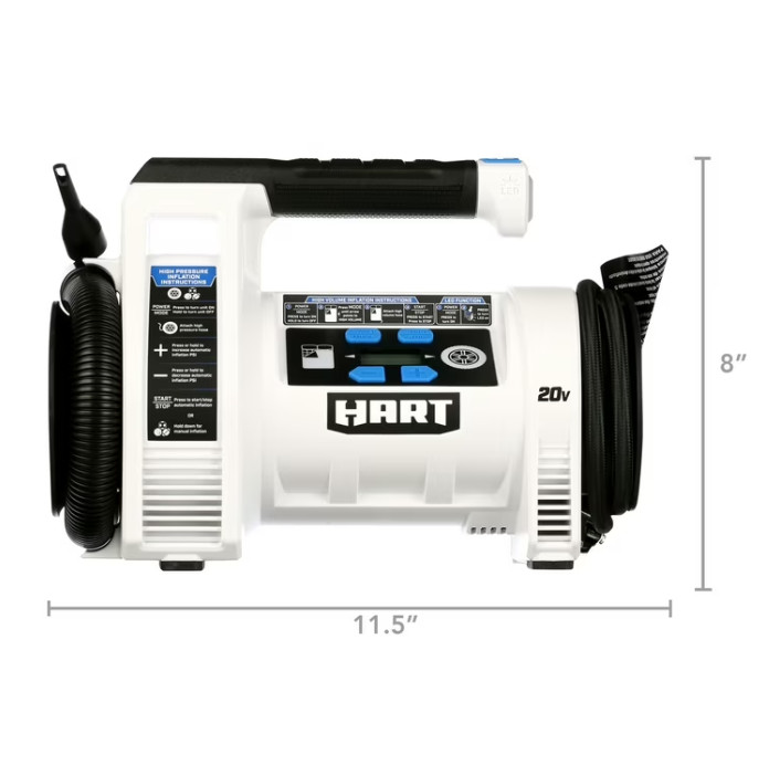 Hart HPIF50 20-Volt Cordless Dual Function Digital Inflator, Battery Not Include