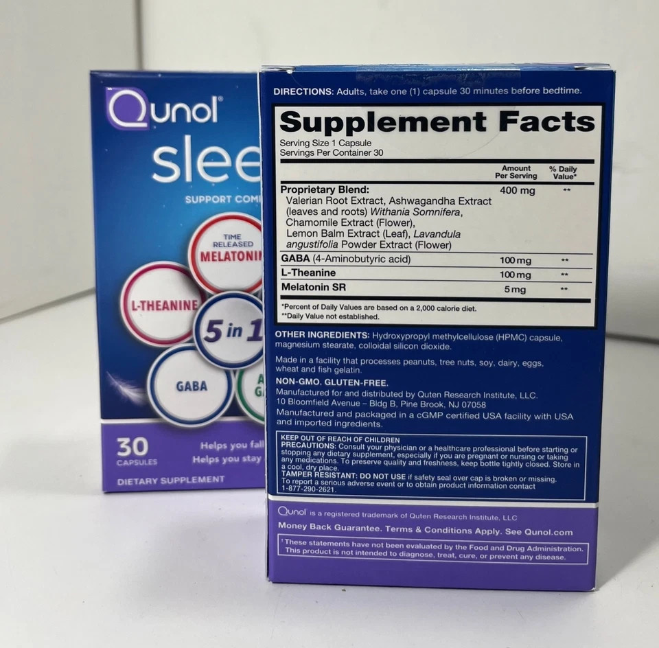 2x Qunol Sleep Support Complex 5:1 Time Release Melatonin 30ct