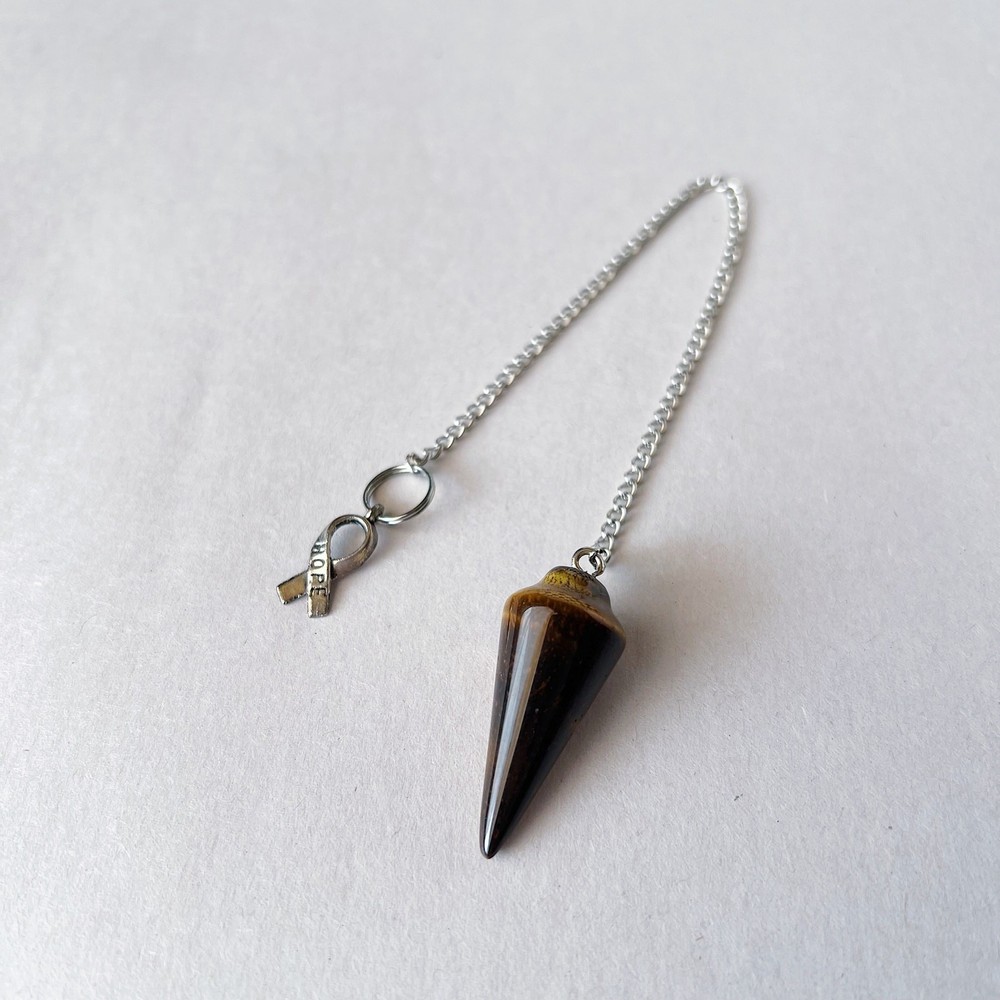 Tigers Eye Pendulum Hope Charm Gemstone Divination Dowsing