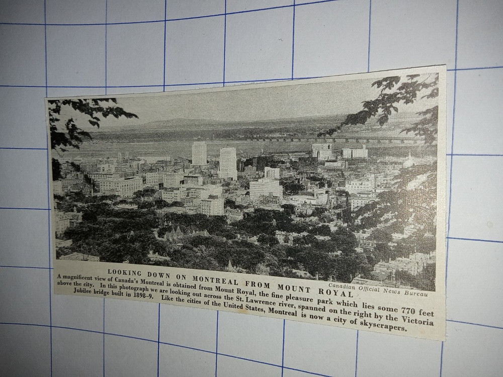 Looking down on Montreal from mount royal c 1950