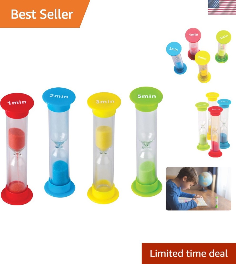 Compact Assorted Sand Timer Set: 1, 2, 3 & 5 Minute Timers for Fun Challenges
