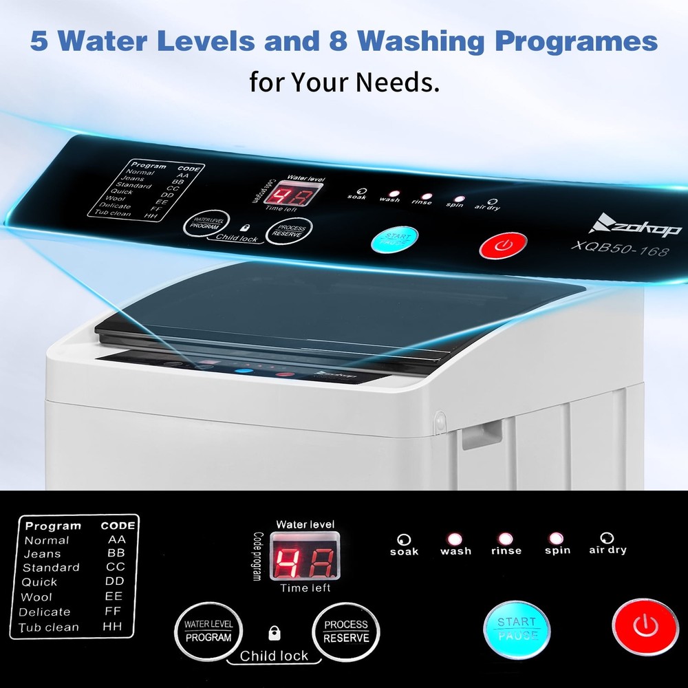 17.8Lbs Portable Fully Automatic Washing Machine W/ Drain Pump