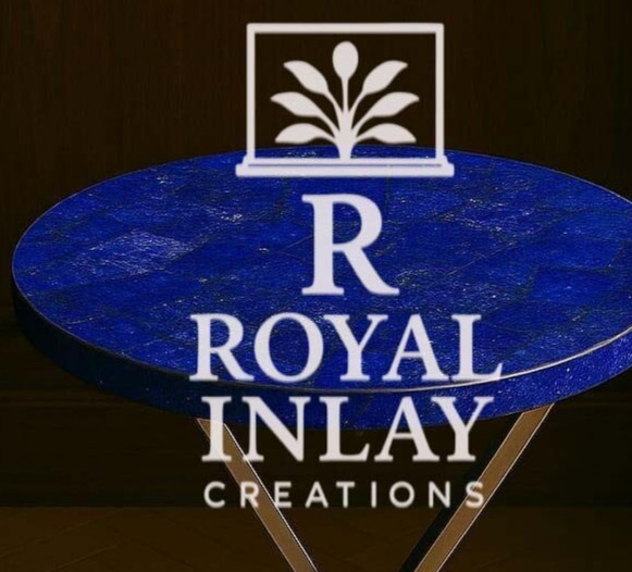 Round Lapis Lazuli Table | Handmade Blue Gemstone Tabletop | Luxury Accent Decor
