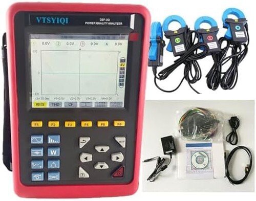 Three Phase Power Quality Analyzer with 4PCS 100A Round Jaw Current Sensors