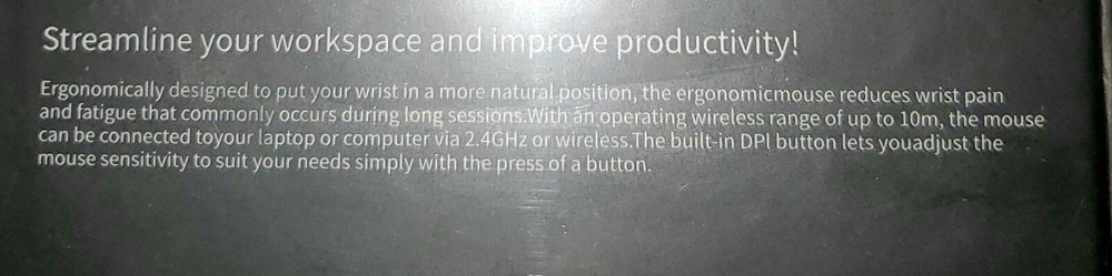 Wireless Mouse Vertical Ergonomic Optical Mice 2.4g / USB TYPE-C, Black NEW