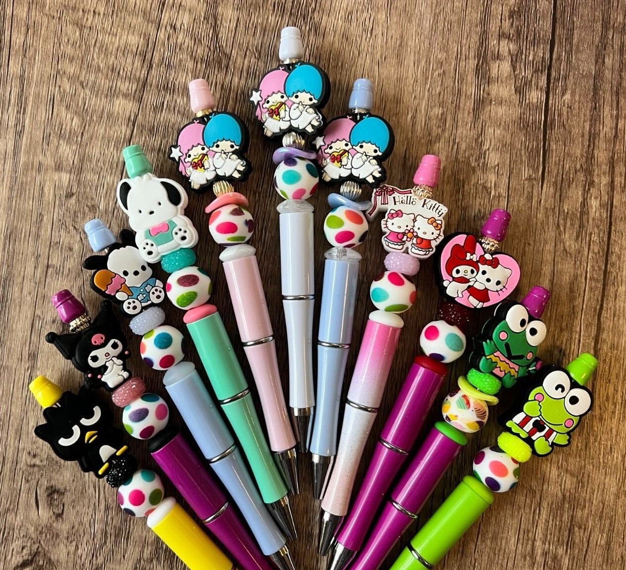 Custom beaded pen. Cute Sanrio characters! gifts, basket filler, journal, teen