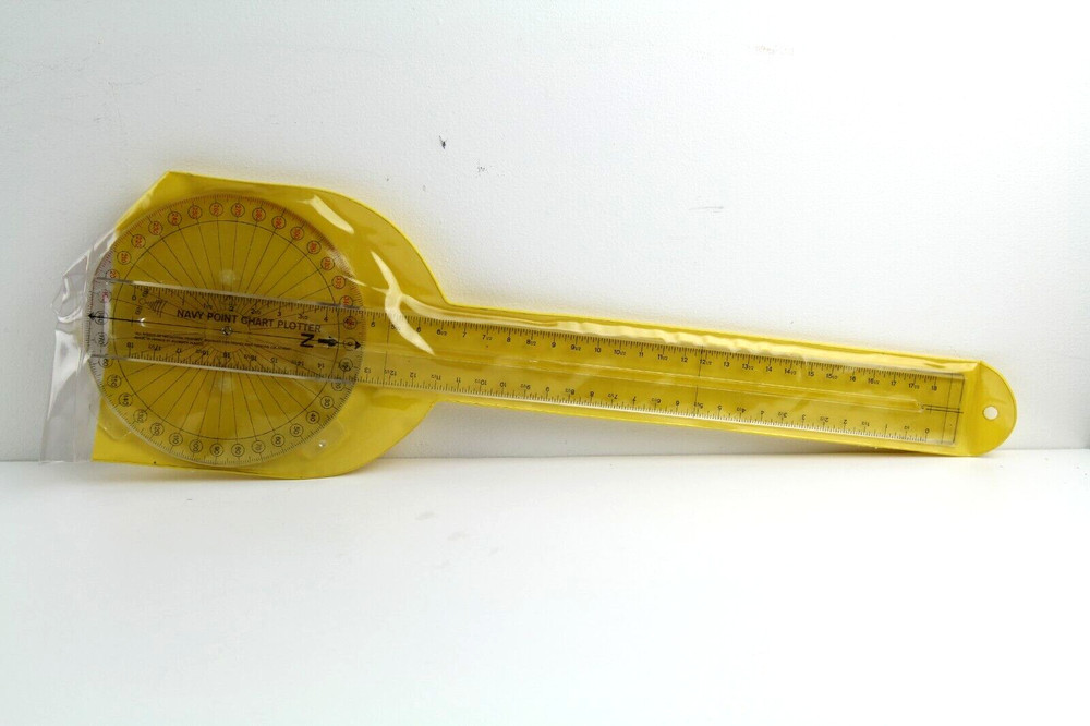 Protractor 2-Arm Navy Point Chart Plotter Tool, 18" ruler, 19 1/2" x 6 1/4"