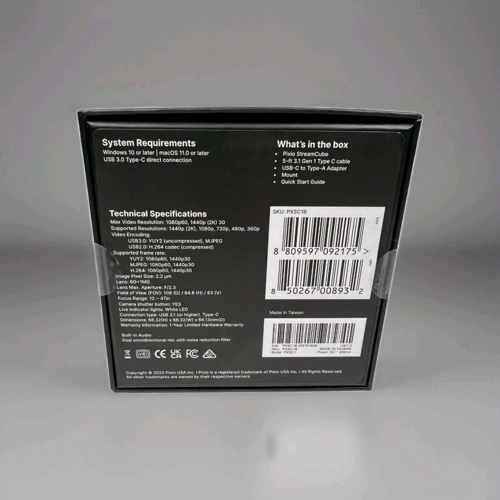 🔥 Pixio StreamCube Webcam Professional 1440p Web Camera - Brand New (Sealed)