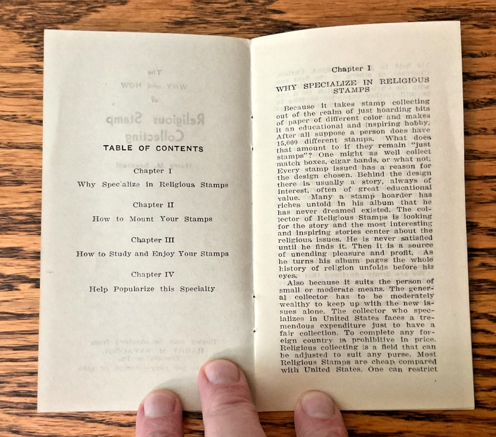 RARE The Why and How of Religious Stamp Collecting by Harry M Savacool