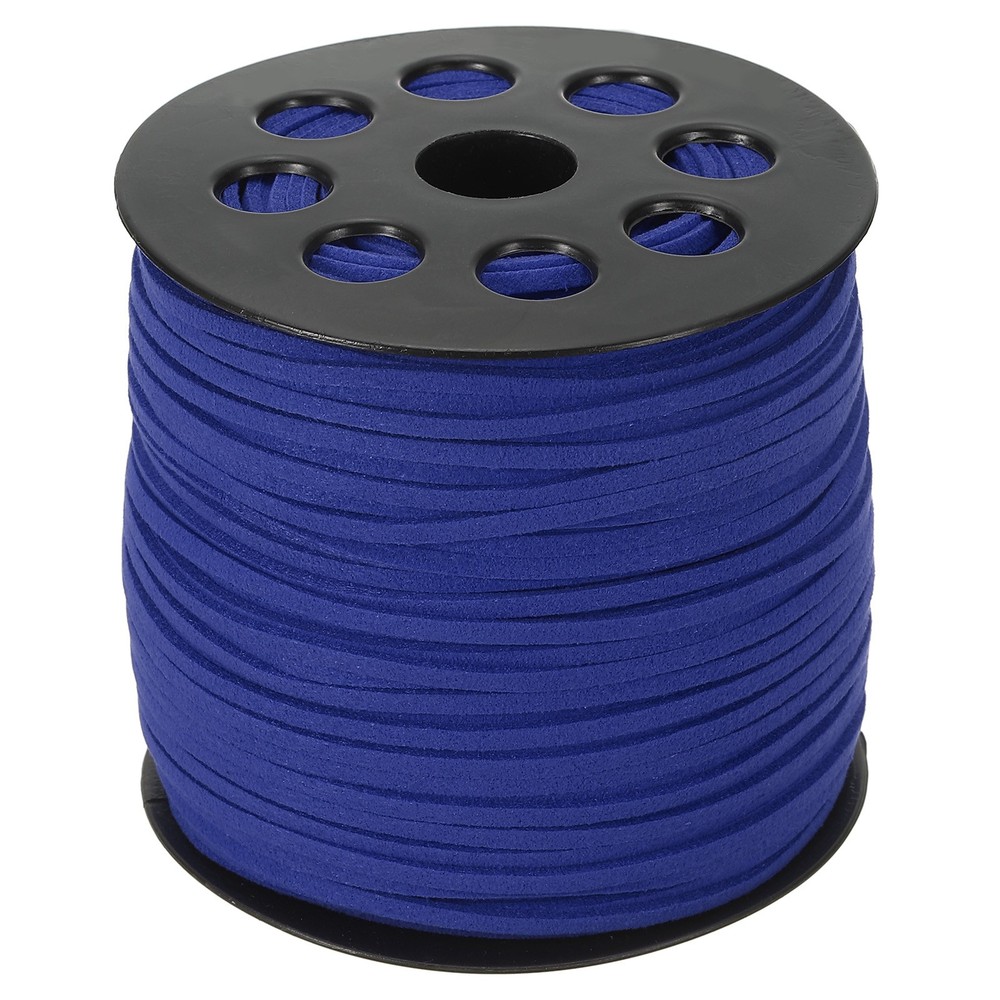 Suede Lanyard String with Roll Spool 98Yard, Flat Microfiber Cord, Sapphire Blue