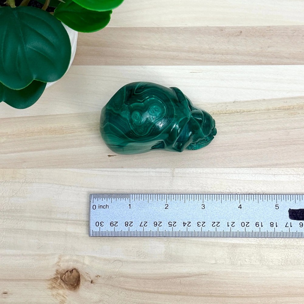 Malachite Skull Carving, 3.17 in.