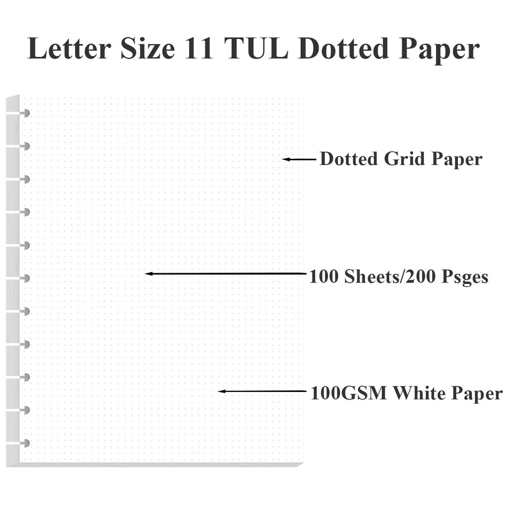 A4 TUL Discbound Dotted Refill Paper, 11-Disc Dot Grid 100 Sheets, White