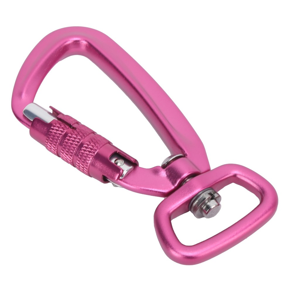 Pink Carabiner Clip Auto Locking Square Bottom 360 Rotational Hook