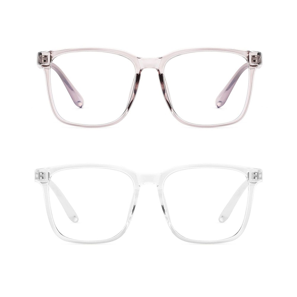 2 Pack Blue Light Blocking Glasses Oversized Square Computer Glasses Anti Blu...