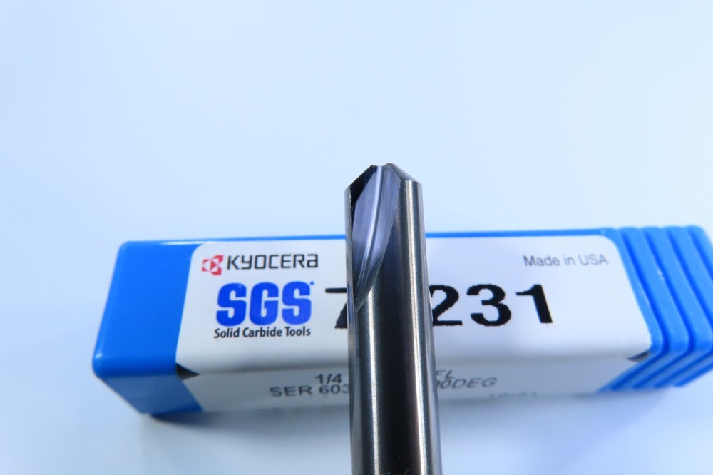 NEW 1/4" SGS KYOCERA 74231 SOLID CARBIDE BUR COUNTERSINK CHAMFERING BURR TOOL