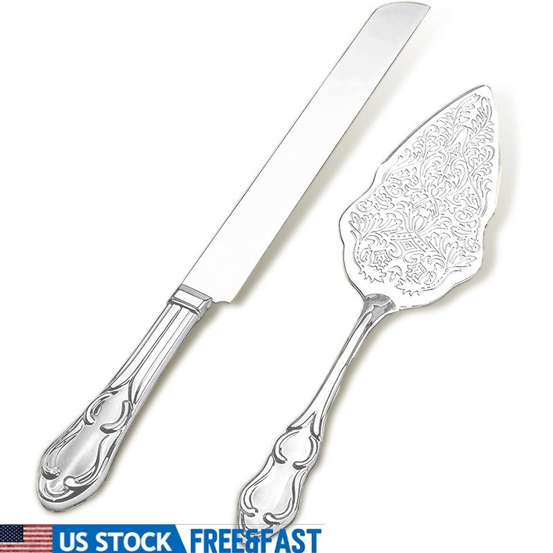 Silver Plated Cake Knife Server Set Wedding Keepsake Elegant Serving Tools New