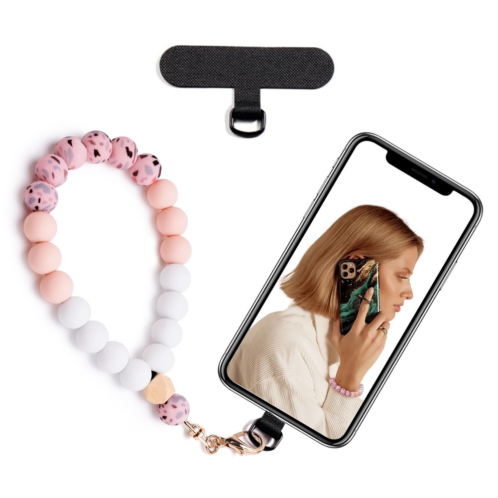 Lostars Silicone Beaded Phone Wrist Strap,phone bracelet strap with Tether Ta...