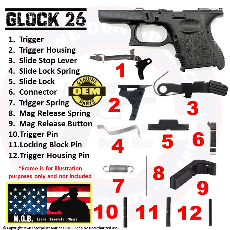 G26 OEM LPK Gen 3 Genuine Stamped Glock 26 Lower Parts Kit