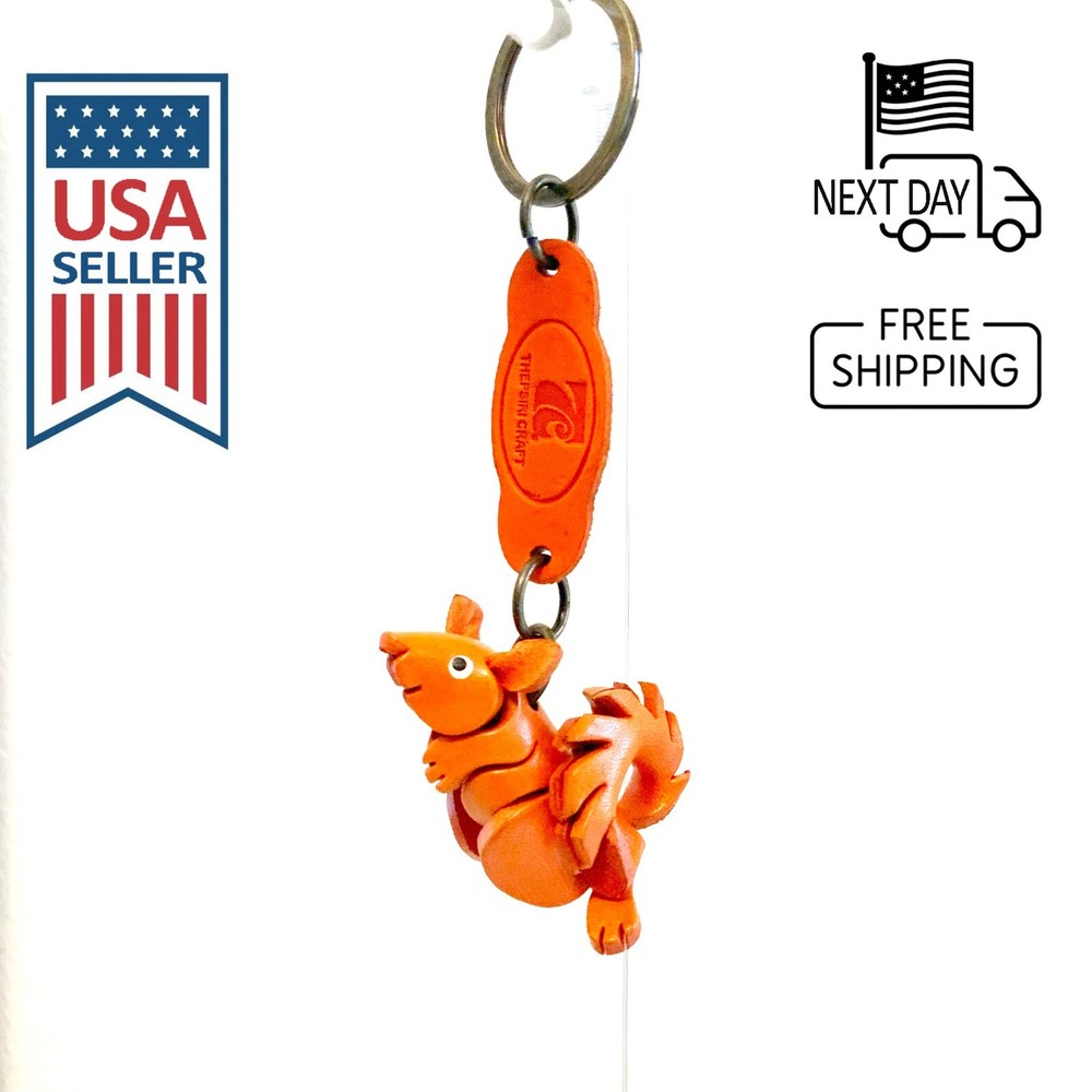 Squirrel Handmade Leather Keyring