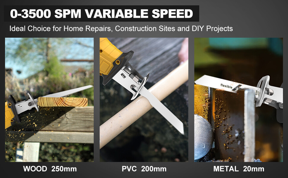 Brushed Cordless Reciprocating Saw for Dewalt 20V Max Variable Speed Tool Only