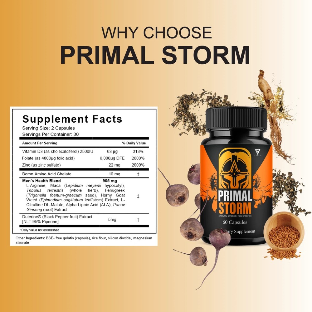 (3 Pack) Primal Storm Performance Support, PrimalStorm Capsules (180 Capsules)