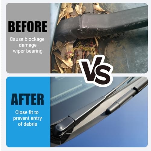 2PCS Silicone Windshield Wiper Covers Arm Hole Protector Pivot Guards, Front