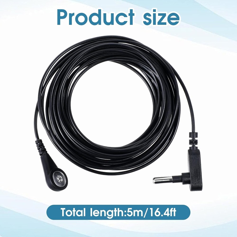 1pcs Grounding Mat Replacement Cord 15ft Black Cable for All Grounding Sheets