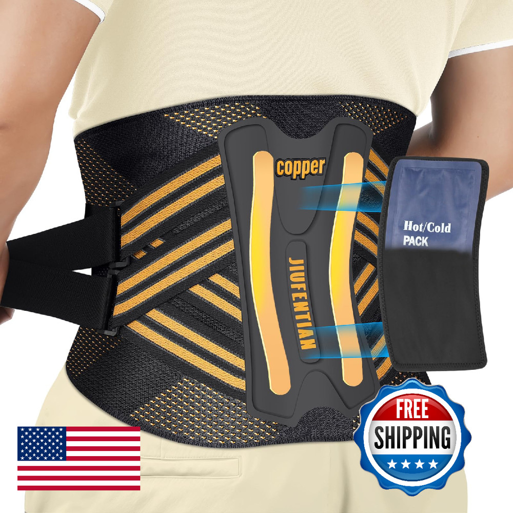 JIUFENTIAN Copper Back Brace Lower Back Support Herniated Disc Sciatica Recovery