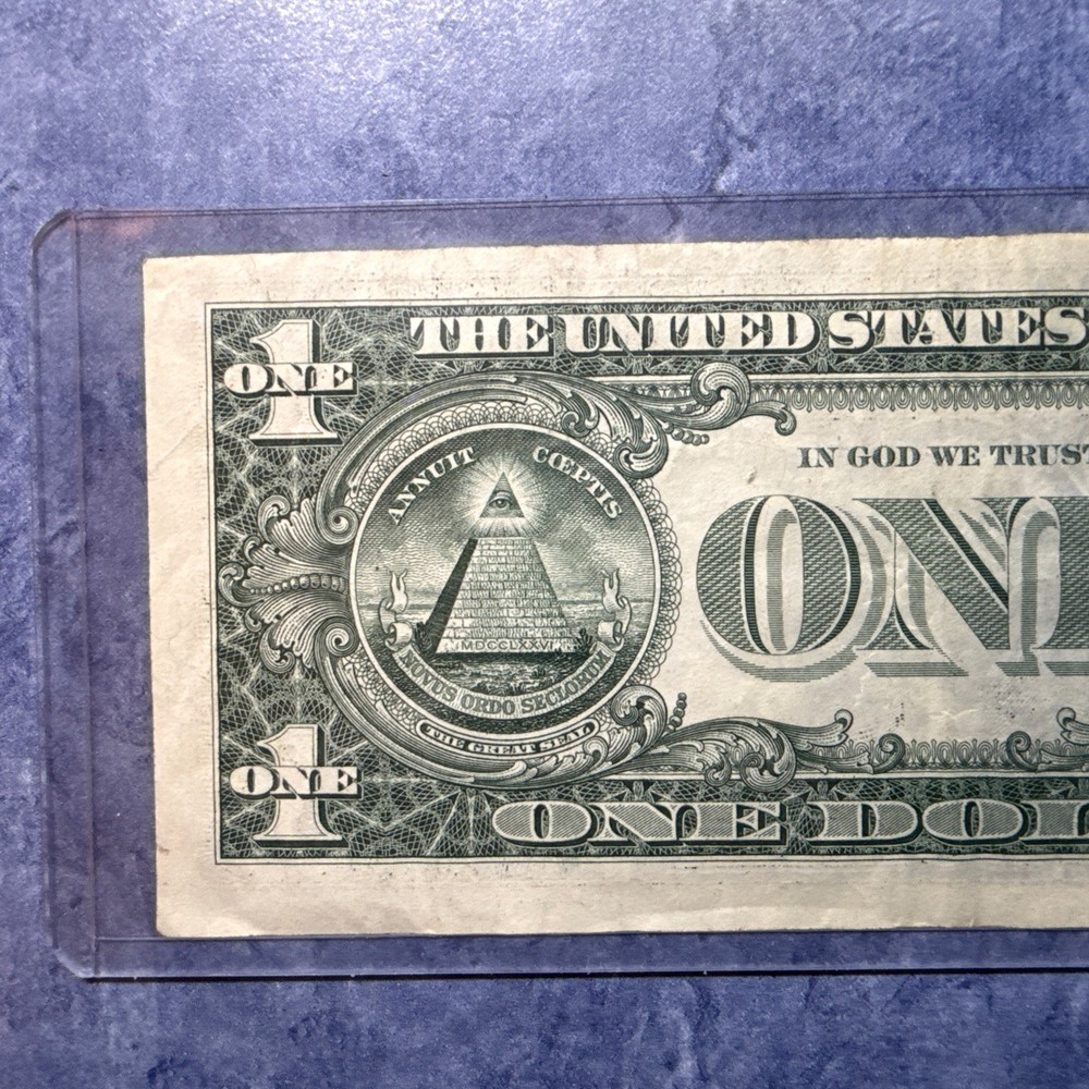 $1 One Dollar Bill Misprint Ink Bleed Transfer Error mostly left side