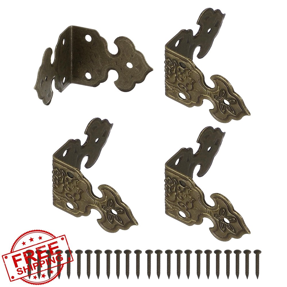 uxcell 4pc Brass Corner Protector, L-Shape 1x0.7", Cabinets