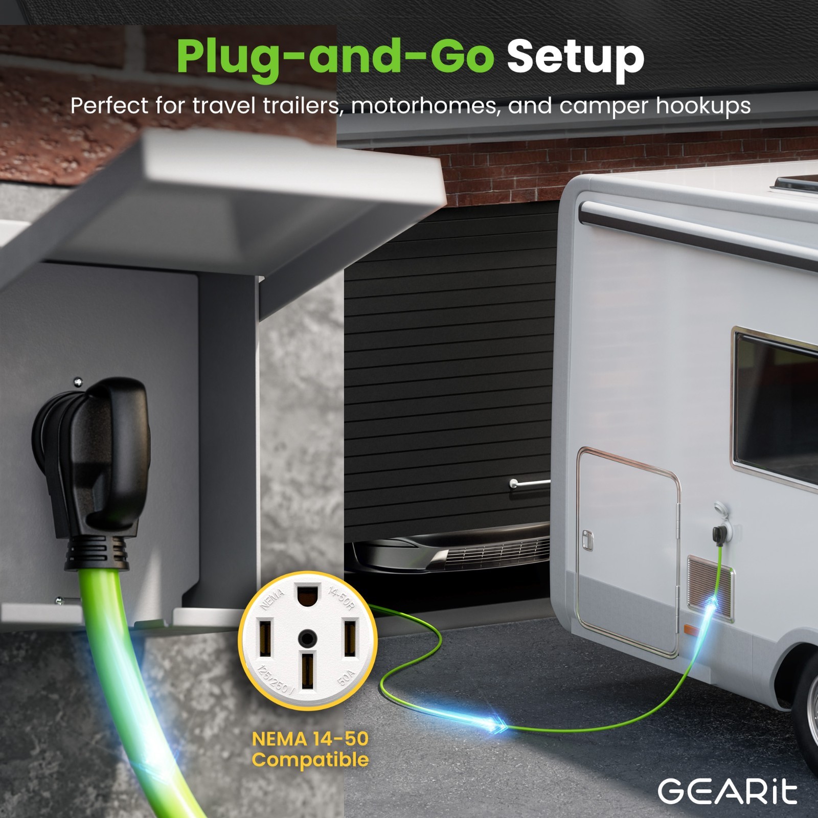 50 Amp 50 Foot RV/EV Extension Cord NEMA 14-50P/R Heavy Duty Extension Opened Bx