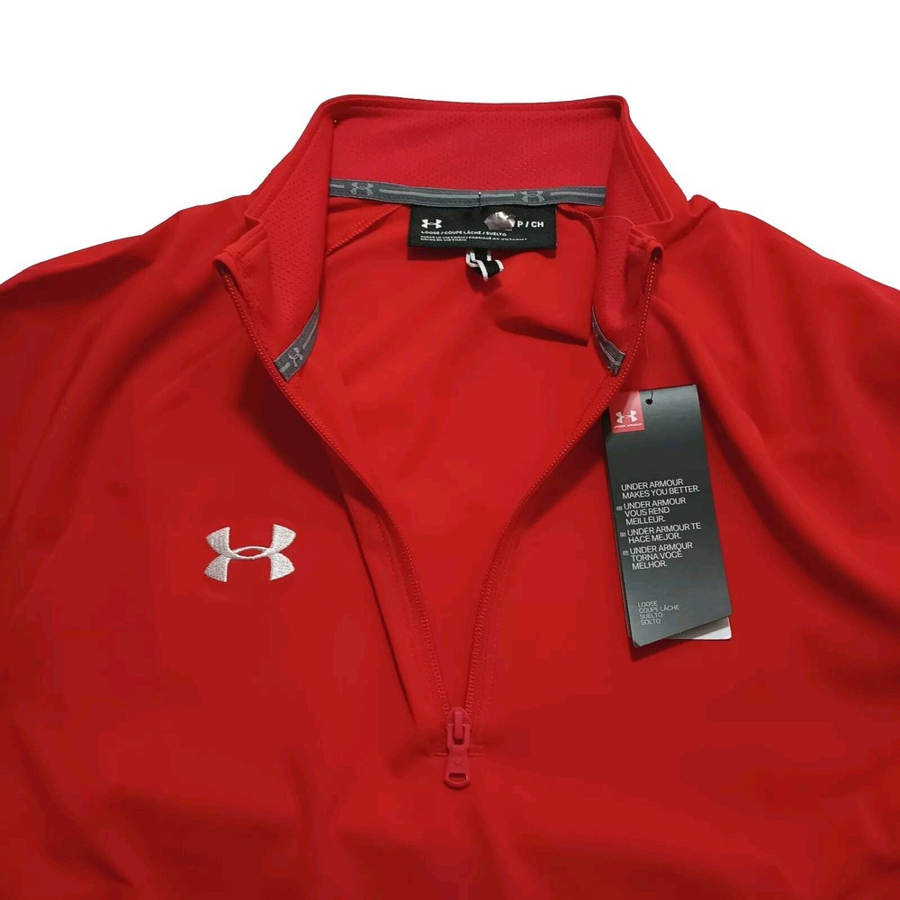 New Under Armour ¼ Zip Coach's Pullover Medium Red Storm Tech Men's Squad