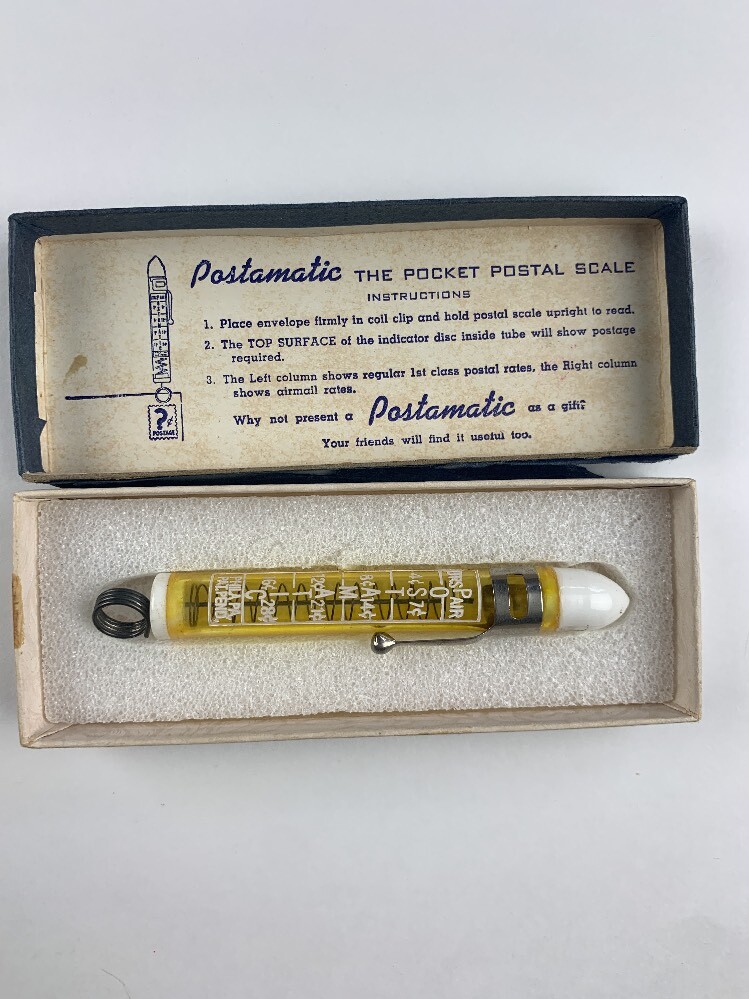 Vintage Postmatic Pocket Postal Scale W Box