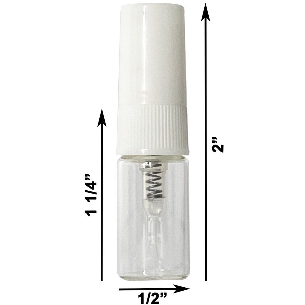 2ml 0.07oz Perfume Clear Glass Bottles Mini White Atomizer Spray Refillable